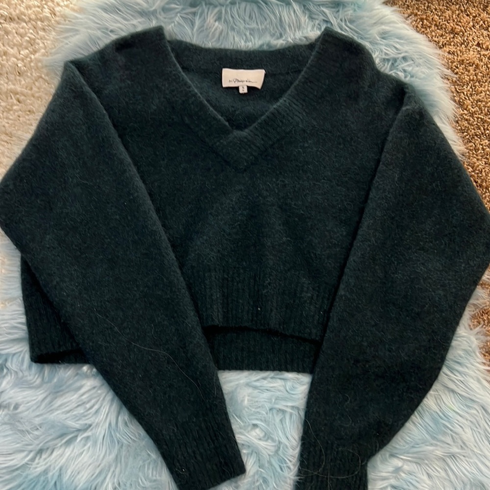EUC! Deep Green Alpaca Wool Cropped 3.1 Phillip Lim Sweater! Size small!